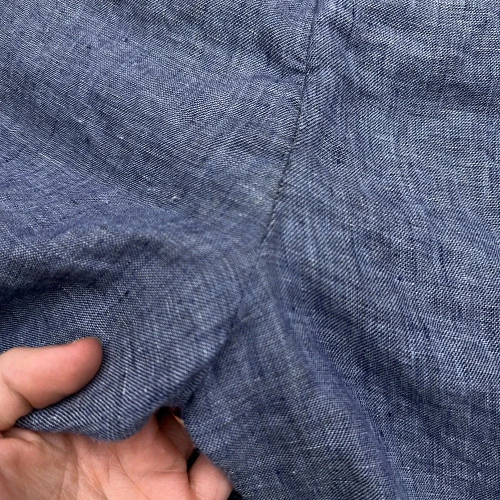 Baird McNutt Murano Linen Pants Men's 32x34 Blue Chambray Slim Fit Trouser Beach